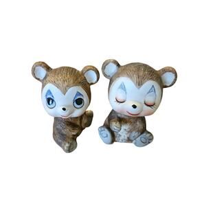 Vintage Lefton Porcelain Bear Figurines Anthropomorphic